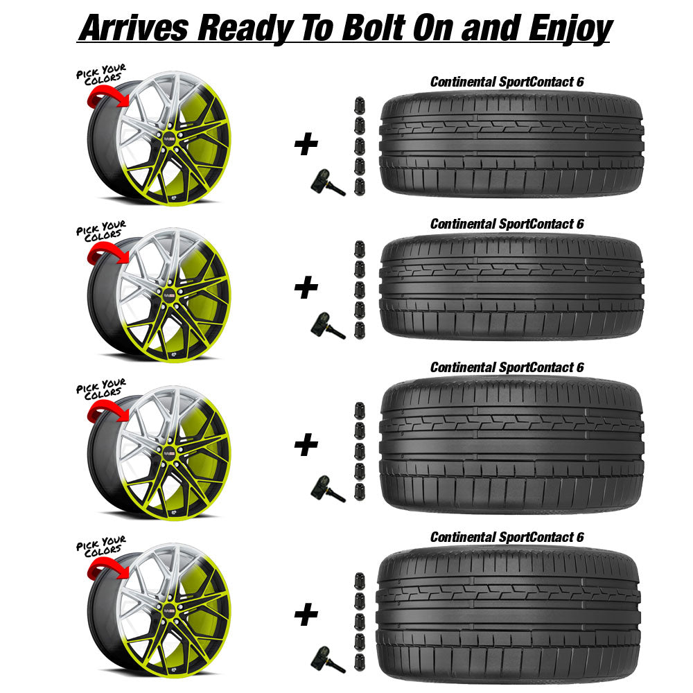 Chevy Corvette C8 Stingray Cray Hammerhead Custom Finish 20in wheel and Continental Sportcontact 6 tire package