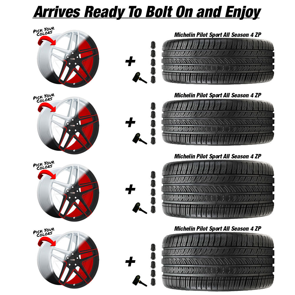 Cray Panthera Custom Finish Corvette C8 Michelin Pilot Sport 4 All Season ZP Wheel and Tire Package