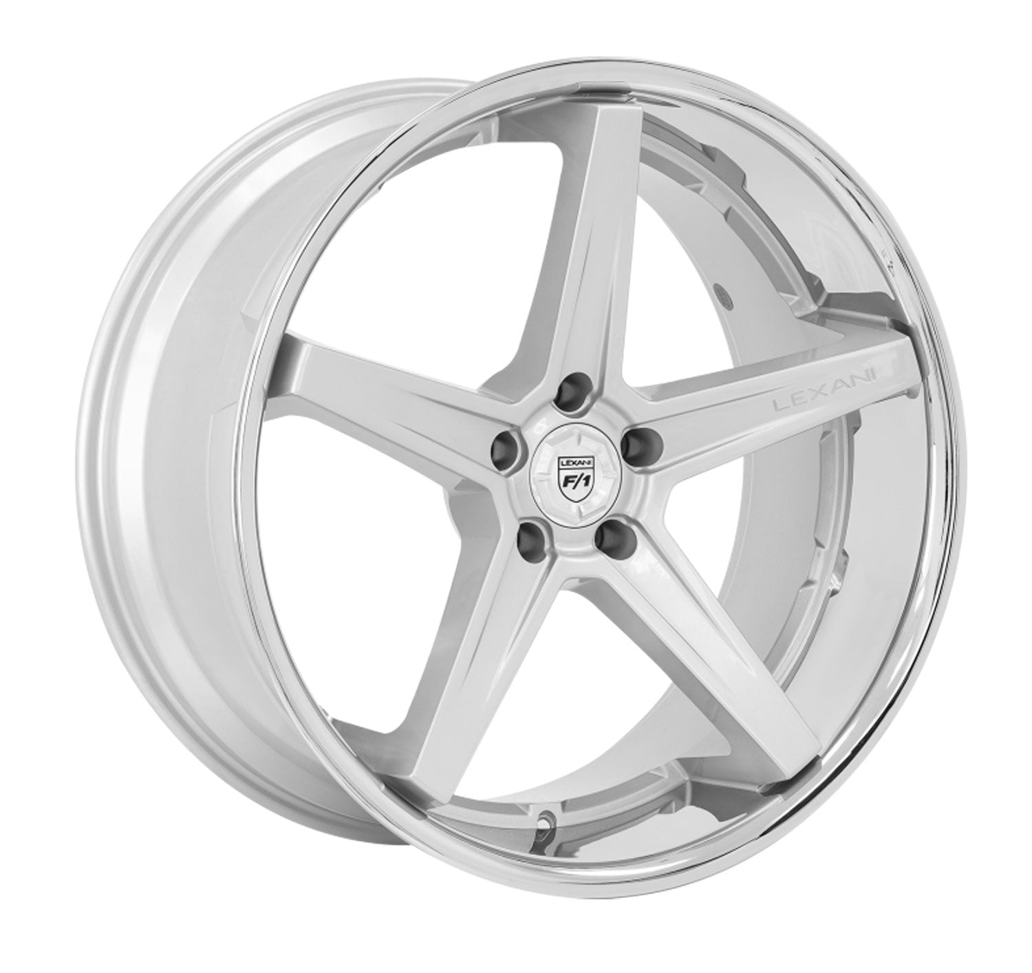 Lexani Savage Tesla Model 3 20x8.5/20x8.5 Silver w/Chrome Lip Wheels