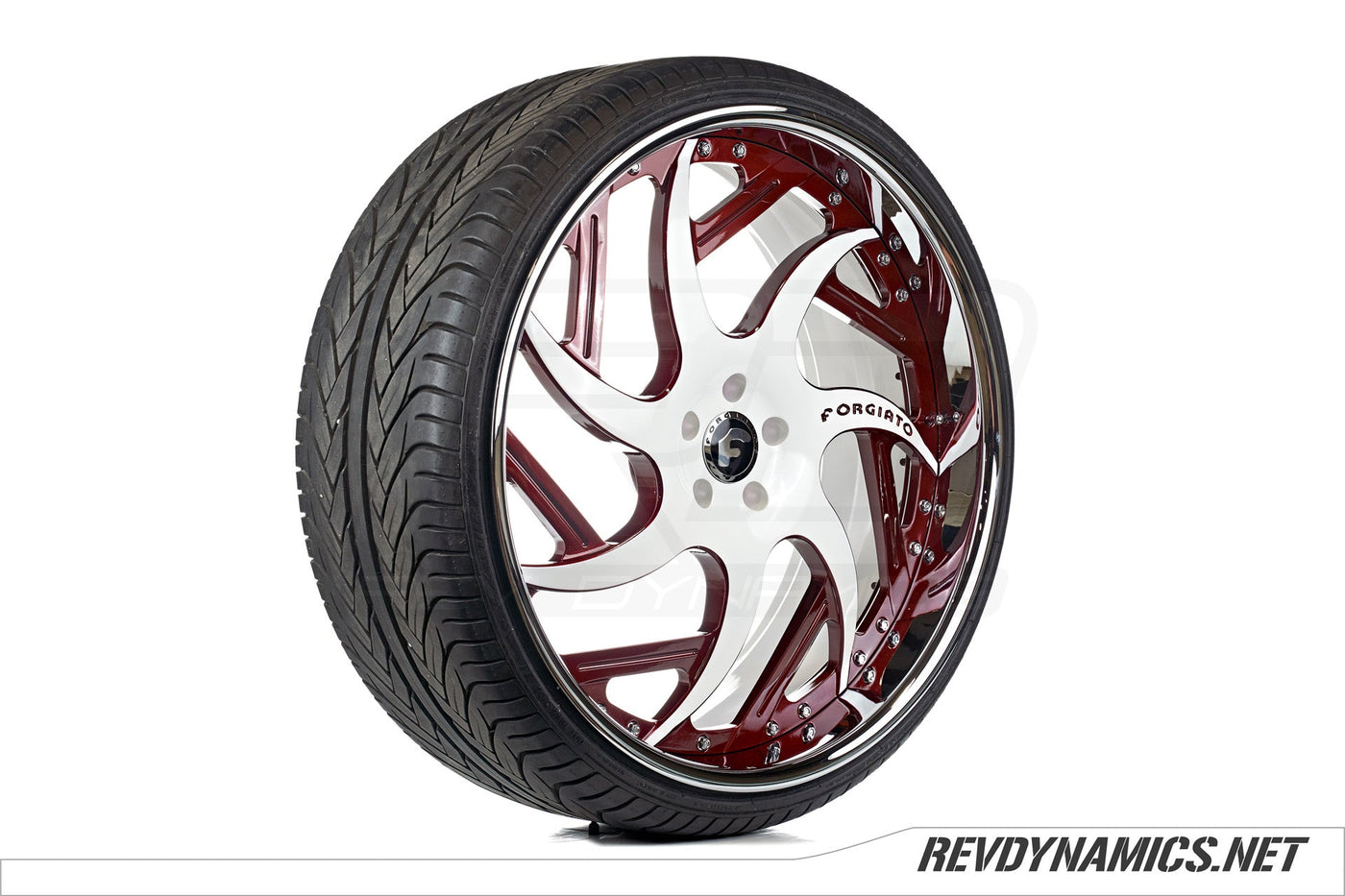 Forgiato Girare 24" Rim Powdercoated Midnight Cherry and White Polaris Slingshot colors