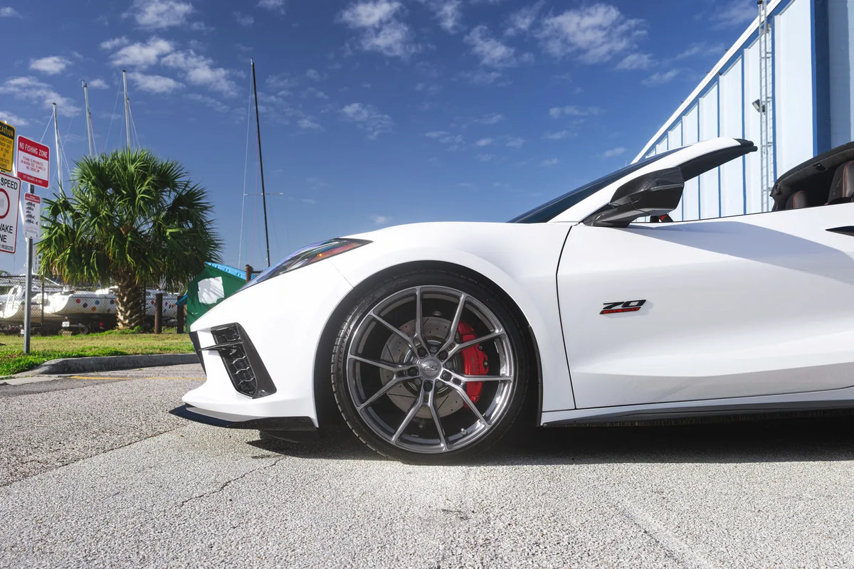 E5 Daytona C8 Corvette Stingray 20x9/21x12 Titanium Brushed Wheels