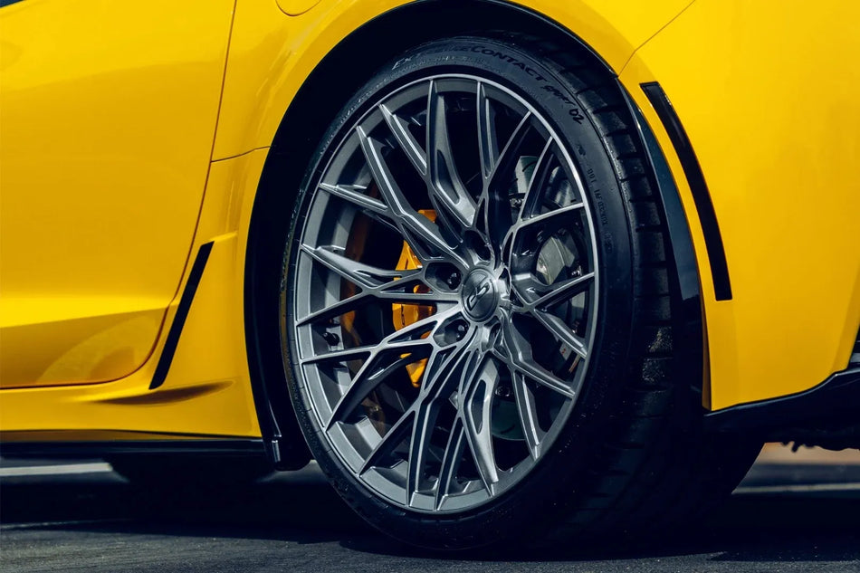 E5 Sebring C7 Stingray Corvette 19" Front 20" Rear Wheel and Tire Package - Titanium Brushed