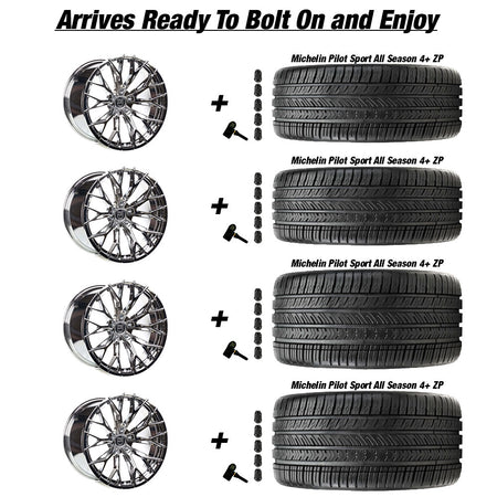C8 Z06 E-Ray Lexani Aries Chrome 20in wheel and Michelin Pilot Sport All Season 4 ZP tire package