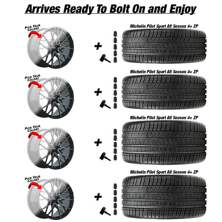 C8 Z06 E-Ray Renzo Forgedlite MC20 Custom Finish 20in wheel and Michelin Pilot Sport All Season 4 ZP tire package
