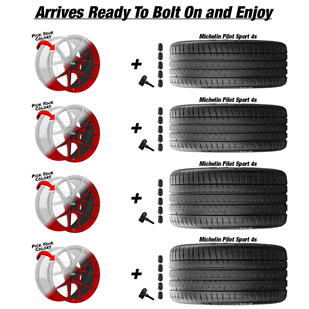C8 Z06 E-Ray Renzo Forgedlite MC6 Custom Finish 20in wheel and Michelin Pilot Sport 4S ZP tire package