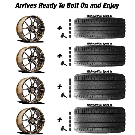 Chevy Corvette C7 Stingray E5 Daytona Bronze Brushed Tint 19in wheel and Michelin Pilot Sport 4s tire package
