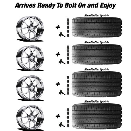 Chevy Corvette C7 Stingray E5 Daytona Chrome 19in wheel and Michelin Pilot Sport 4s tire package
