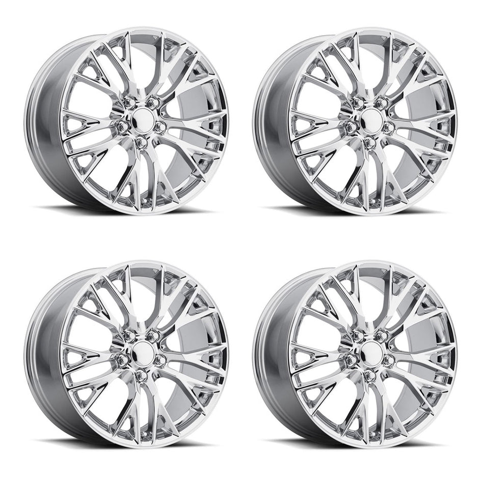 Factory Reproductions FR22 C7 Stingray Corvette 19" Front 20" Rear Wheel and Tire Package - Chrome