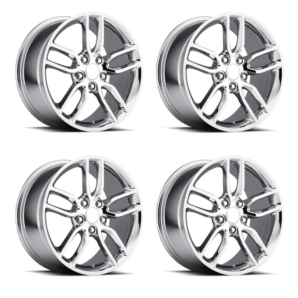 Factory Reproductions FR26 C7 Stingray Corvette 19" Front 20" Rear Wheel and Tire Package - Chrome