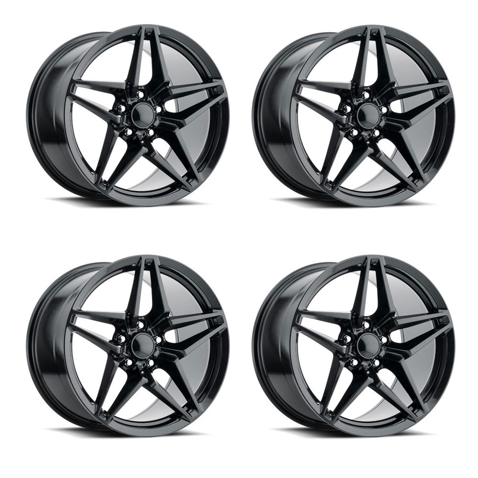 Factory Reproductions FR29 C7 Stingray Corvette 18" Front 19" Rear Wheel and Tire Package - Carbon Black