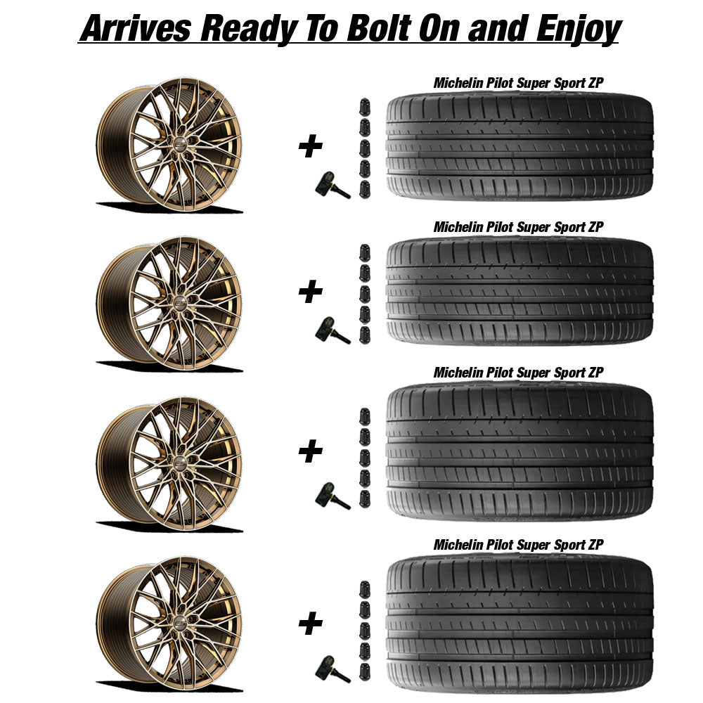 Chevy Corvette C7 Z06 E5 Sebring Bronze Brushed Tint 19in wheel and Michelin Pilot Super Sport ZP tire package