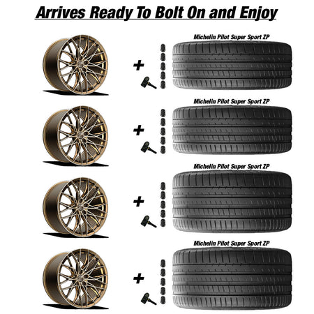 Chevy Corvette C7 Z06 E5 Sebring Bronze Brushed Tint 19in wheel and Michelin Pilot Super Sport ZP tire package