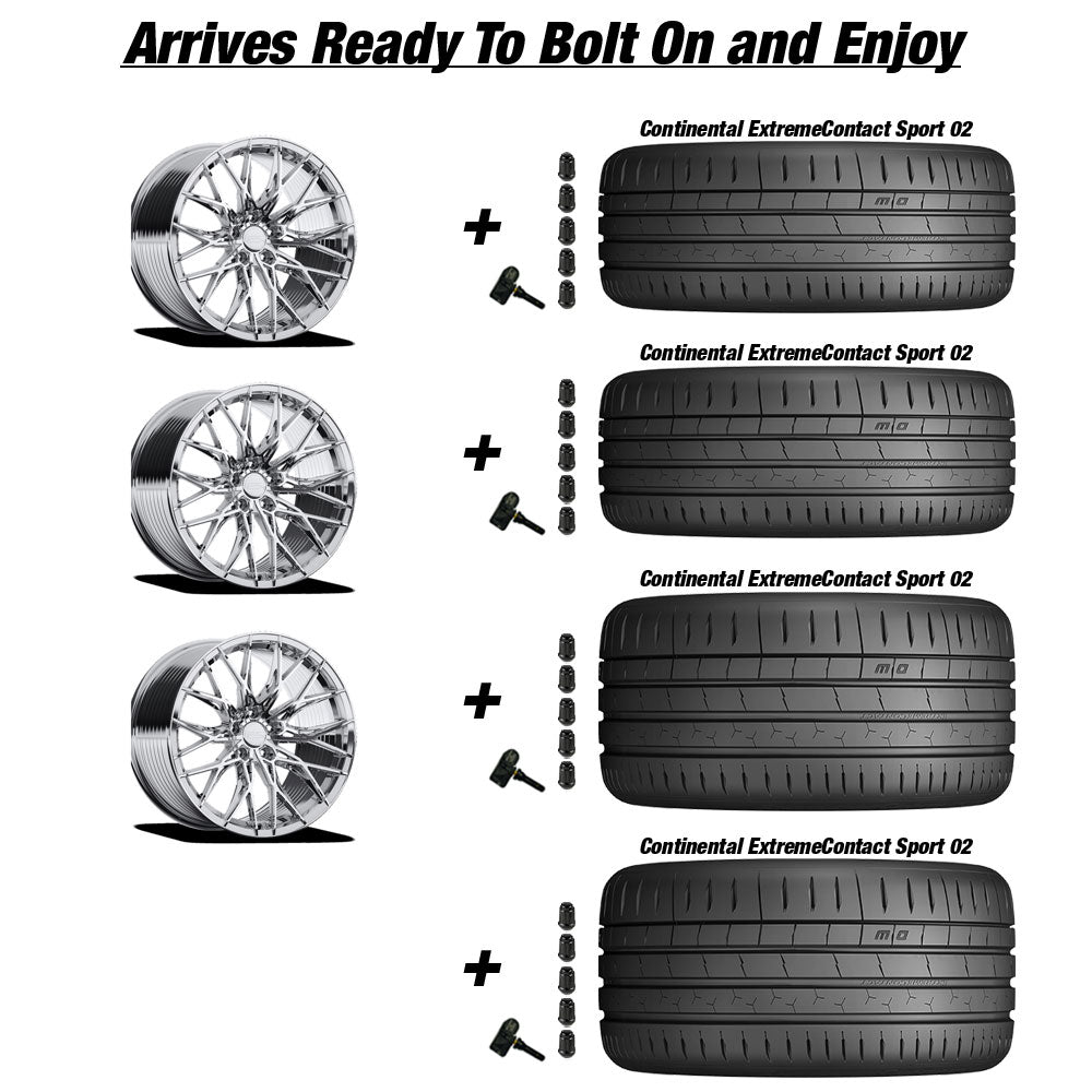 Chevy Corvette C7 Z06 E5 Sebring Chrome 19in wheel and Continental ExtremeContact Sport 02 tire package