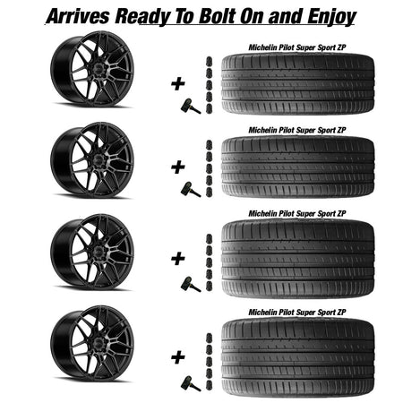 Chevy Corvette C7 Z06 E5 Speedway Gloss Black 19in wheel and Michelin Pilot Super Sport ZP tire package