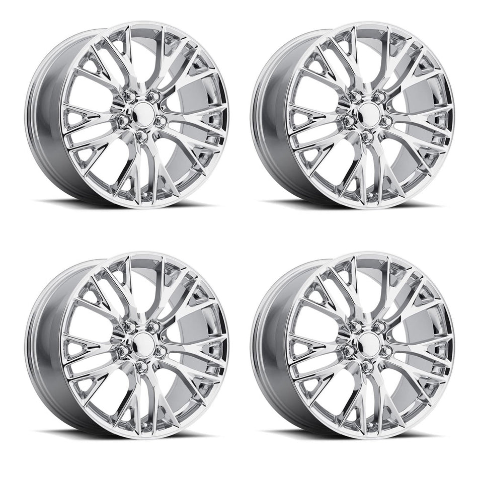 Factory Reproductions FR22 C7 Z06 Corvette 19" Front 20" Rear Wheel and Tire Package - Chrome