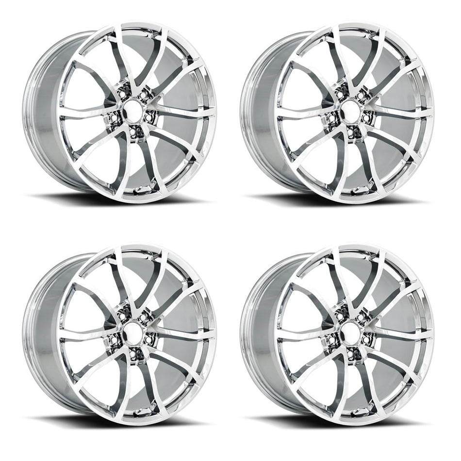 Factory Reproductions FR25F C7 Z06 Corvette 19" Front 20" Rear Wheel and Tire Package - Chrome