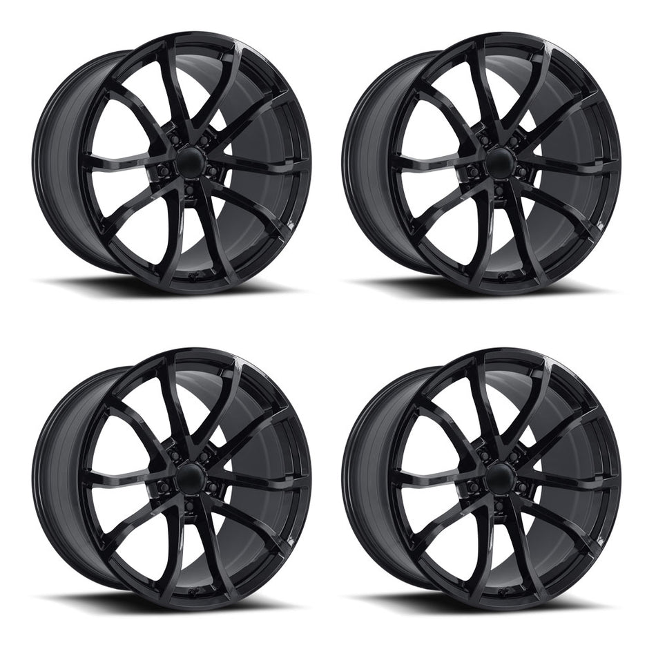 Factory Reproductions FR25F C7 Z06 Corvette 19" Front 20" Rear Wheel and Tire Package - Gloss Black