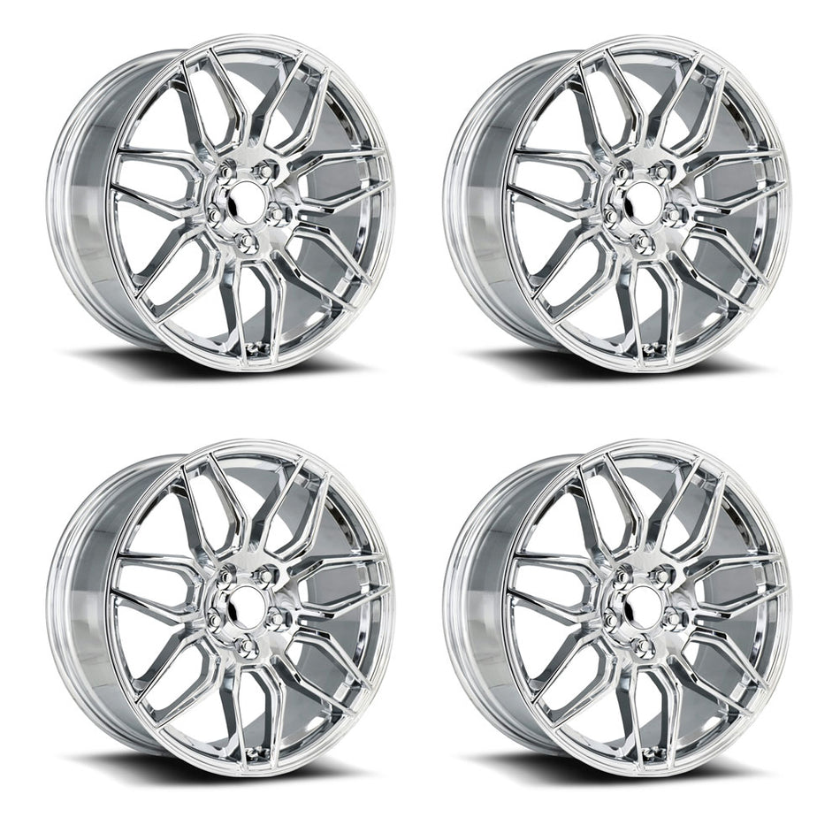 Factory Reproductions FR401F C7 Z06 Corvette 19" Front 20" Rear Wheel and Tire Package - Chrome