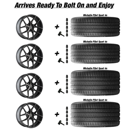 Chevy Corvette C8 Stingray Avant Gade M580R Dark Graphite Metallic 20in wheel and Michelin Pilot Sport 4S tire package