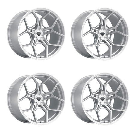 Chevy Corvette C8 Stingray Blaque Diamond BD-F25 Silver wBrushed Face 20in wheel package