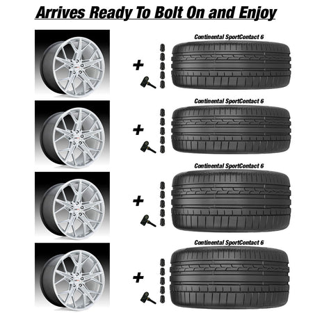 Chevy Corvette C8 Stingray Cray Hammerhead Gloss Silver wmachined face 20in wheel and Continental Sportcontact 6 tire package