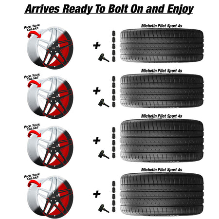 Chevy Corvette C8 Stingray Cray Panthera Custom Finish 20in wheel and Michelin Pilot Sport 4S tire package