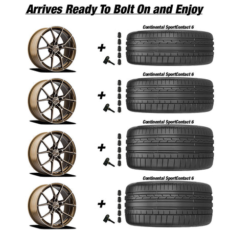 Chevy Corvette C8 Stingray E5 Daytona Bronze Brushed Tint 20in wheel and Continental Sportcontact 6 tire package