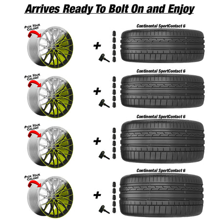 Chevy Corvette C8 Stingray E5 Daytona Custom Finish 20in wheel and Continental Sportcontact 6 tire package
