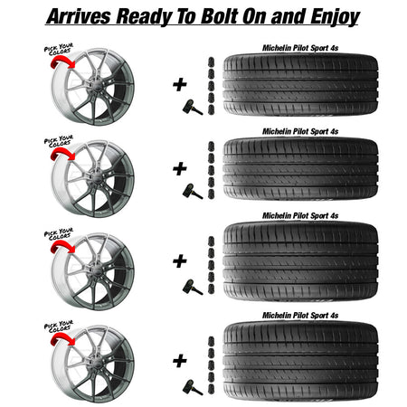 Chevy Corvette C8 Stingray E5 Daytona Custom Finish 20in wheel and Michelin Pilot Sport 4S tire package