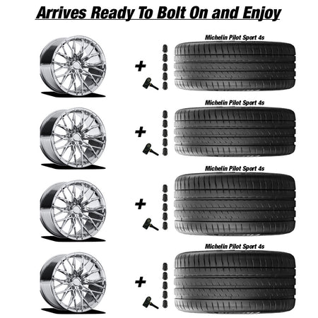 Chevy Corvette C8 Stingray E5 Sebring Chrome 20in wheel and Michelin Pilot Sport 4S tire package
