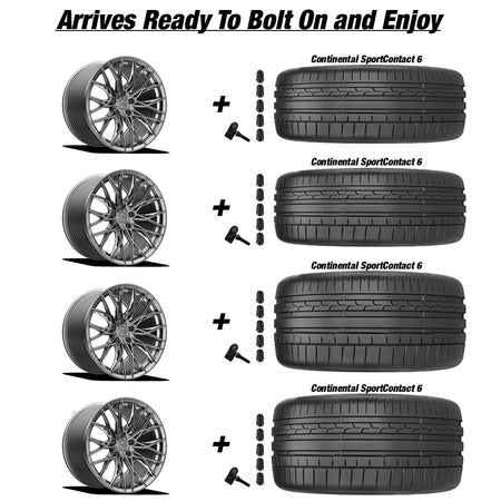 Chevy Corvette C8 Stingray E5 Sebring Titanium Brushed 20in wheel and Continental Sportcontact 6 tire package