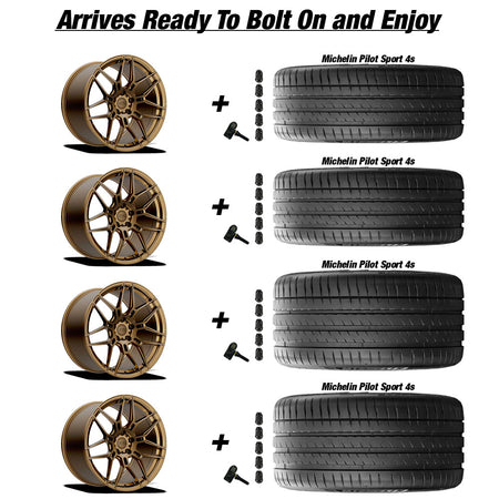 Chevy Corvette C8 Stingray E5 Speedway Bronze Brushed Tint 20in wheel and Michelin Pilot Sport 4S tire package