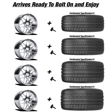 Chevy Corvette C8 Stingray E5 Speedway Chrome 20in wheel and Continental Sportcontact 6 tire package