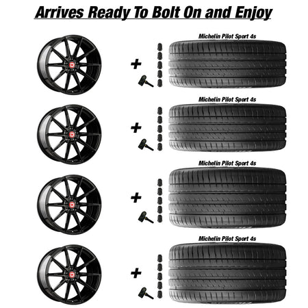 Chevy Corvette C8 Stingray Klassen ID F07R Gloss Black 20in wheel and Michelin Pilot Sport 4S tire package