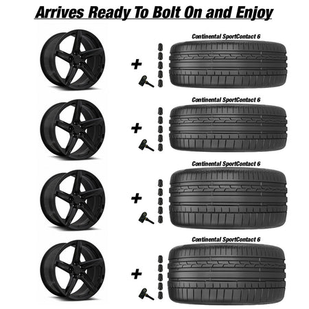 Chevy Corvette C8 Stingray MRR F23 Gloss Black 20in wheel and Continental Sportcontact 6 tire package