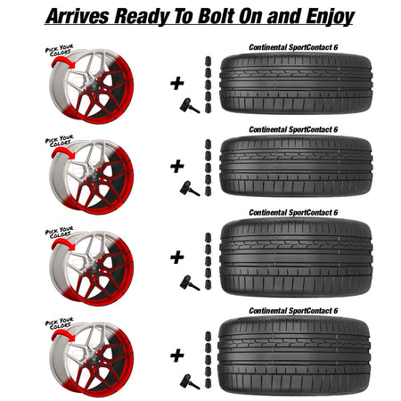 Chevy Corvette C8 Stingray Rohana RFX11 Custom Finish 20in wheel and Continental Sportcontact 6 tire package