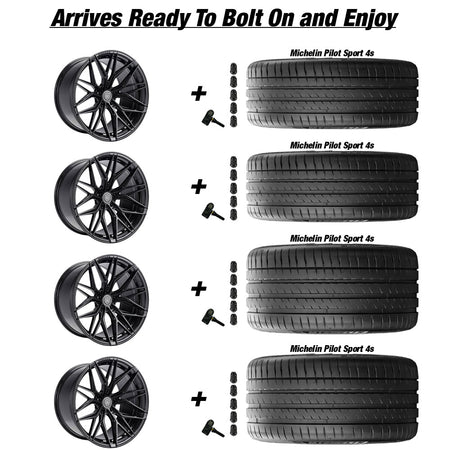 Chevy Corvette C8 Stingray Rohana RFX17 Gloss Black 20in wheel and Michelin Pilot Sport 4S tire package