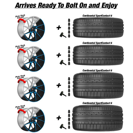 Chevy Corvette C8 Stingray Savini SV-F6 Custom Finish 20in wheel and Continental Sportcontact 6 tire package