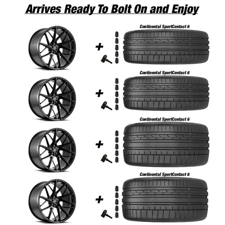 Chevy Corvette C8 Stingray Savini SV-F6 Gloss Black 20in wheel and Continental Sportcontact 6 tire package