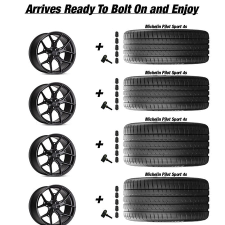 Chevy Corvette C8 Stingray Vossen HF-5 Matte Gunmetal 20in wheel and Michelin Pilot Sport 4S tire package