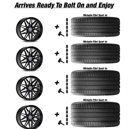 Chevy Corvette C8 Stingray Vossen HF-7 Gloss Black 20in wheel and Michelin Pilot Sport 4S tire package