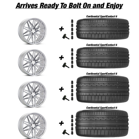 Chevy Corvette C8 Stingray Vossen HF-7 Polished Silver 20in wheel and Continental Sportcontact 6 tire package