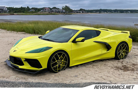 C8 Corvette with color matched savini sv-f5 wheels 20" font 21" rear