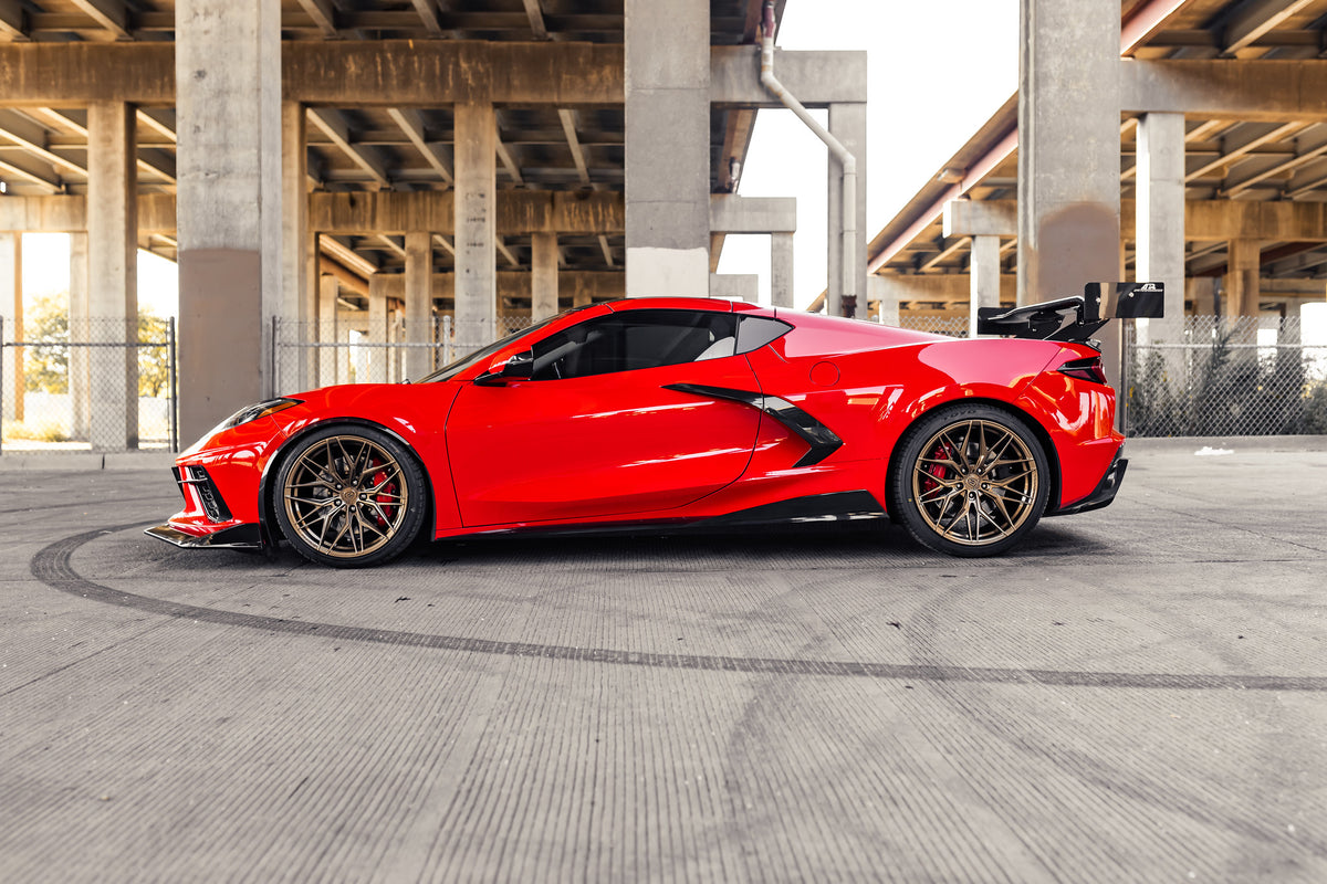Torch Red Corvette C8 with Rohana RFX17 Wheels 19" 20"