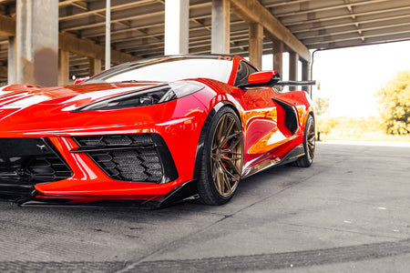 Torch Red Corvette C8 with Rohana RFX17 Wheels Side Shot Flush Fitment