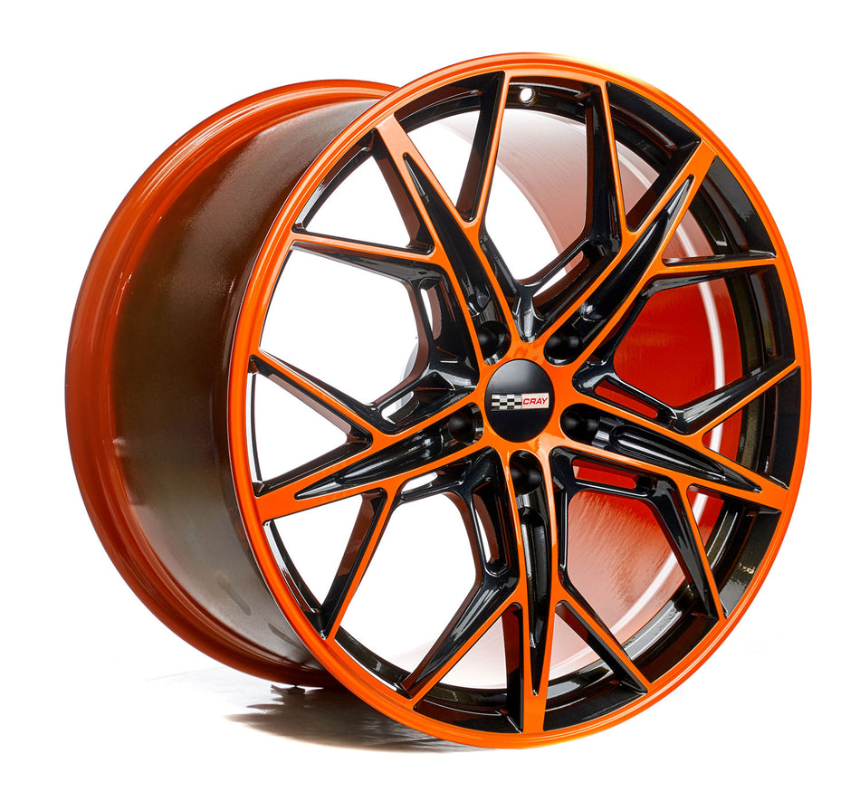 Cray Hammerhead C8 Corvette 19" Front 20" Rear Wheel and Tire Package - Amplified Orange and Black
