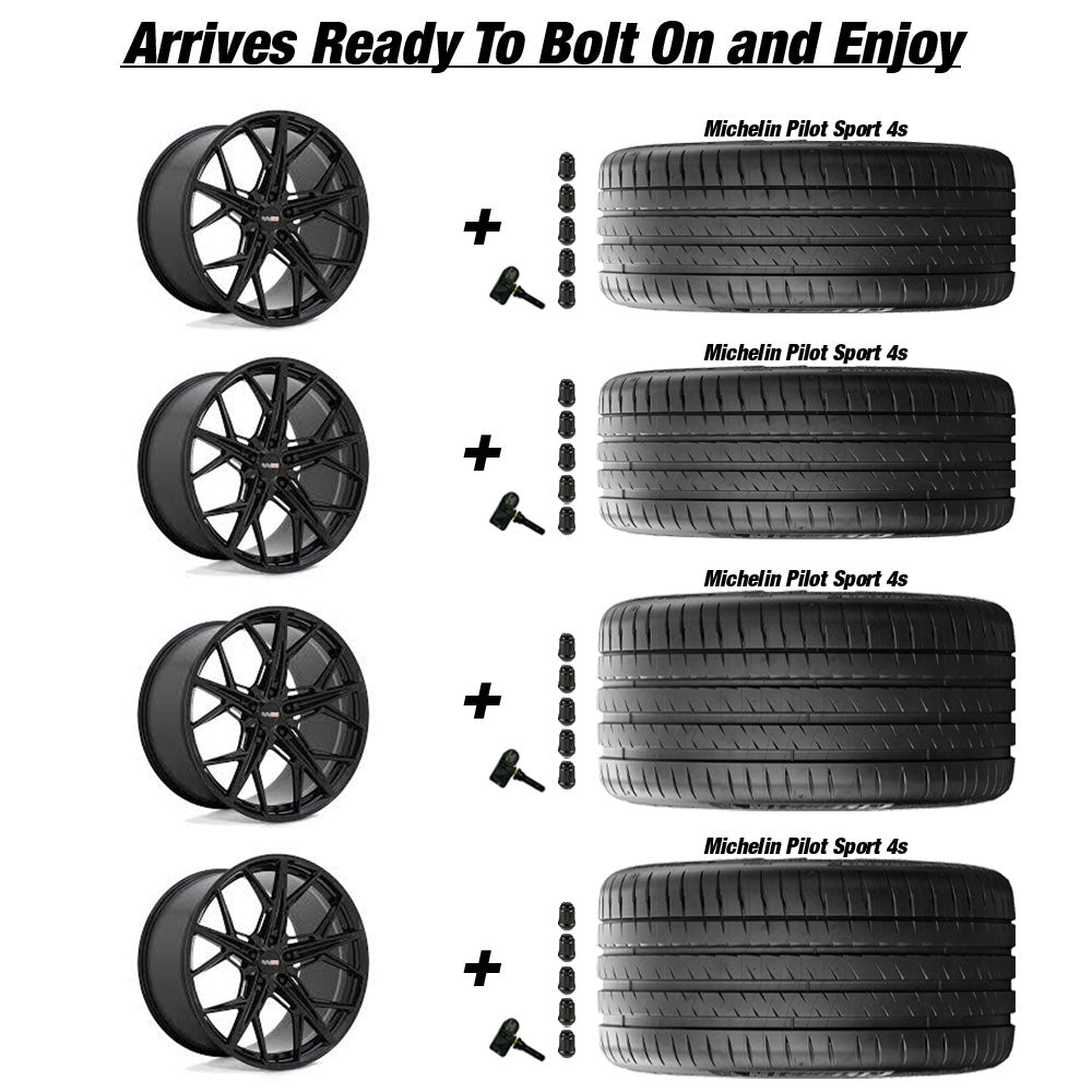 Cray Hammerhead Gloss Black Corvette C8 Michelin Pilot Sport 4s Wheel and Tire Package