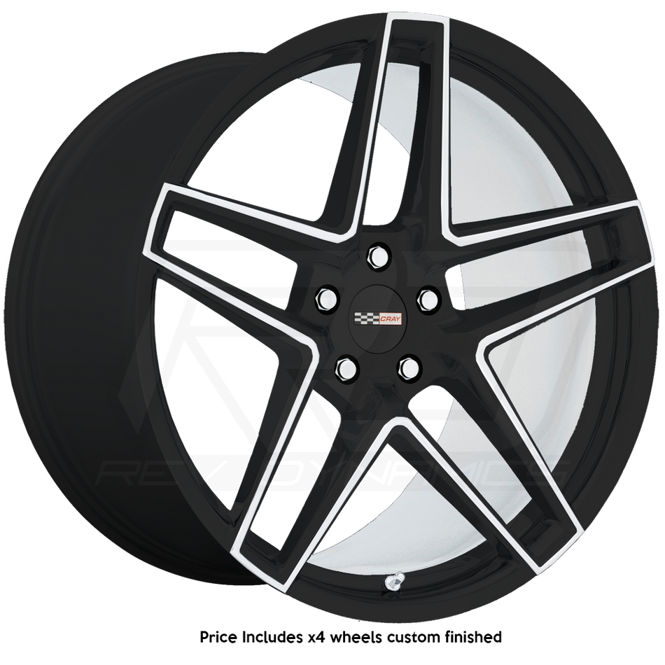 Cray Panthera C8 Corvette 20x9" Front 21x12" Rear Wheel and Tire Package - Carbon Flash and White