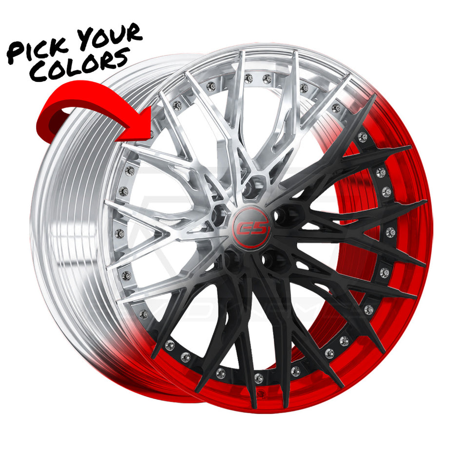 E5 Sebring 2p C8 Corvette 20" Front 21" Rear Wheel and Tire Package - Pick Your Color