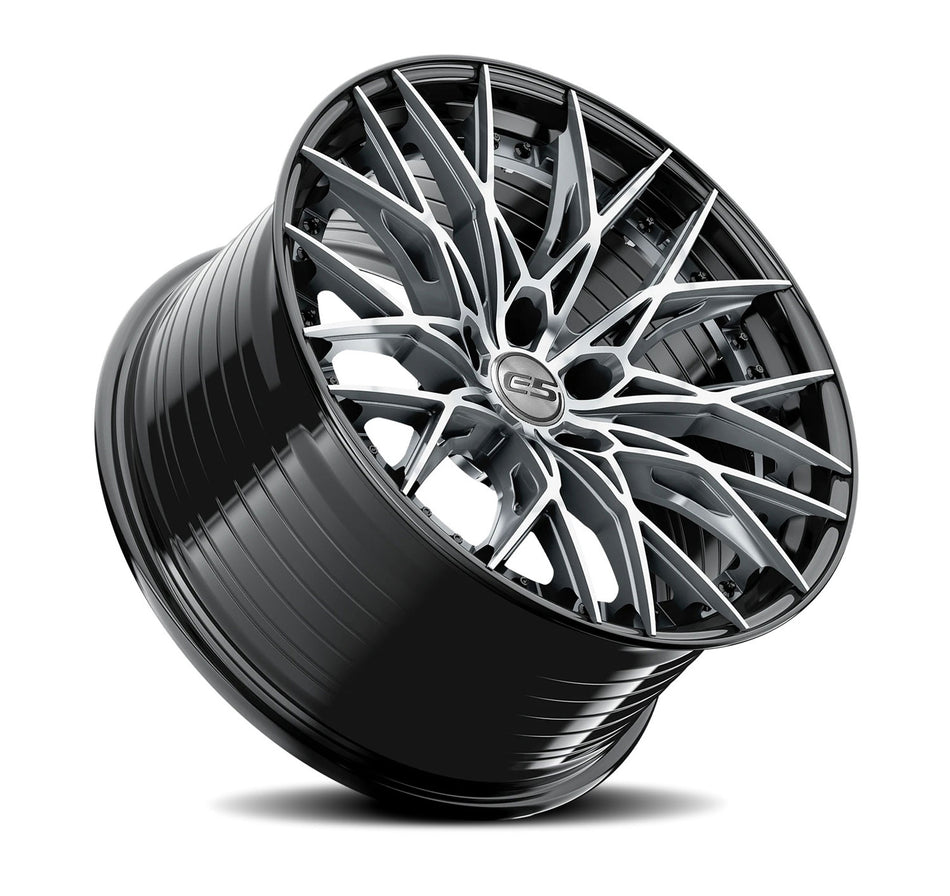 E5 Sebring 2p C8 Corvette 20" Front 21" Rear Wheel and Tire Package - Titanium w/Gloss Black Lip